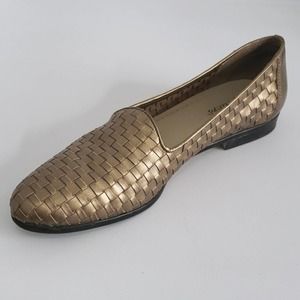 TROTTERS Golden Bronze Woven Slip On Loafer Flats, Women's Size: 9.5, $40